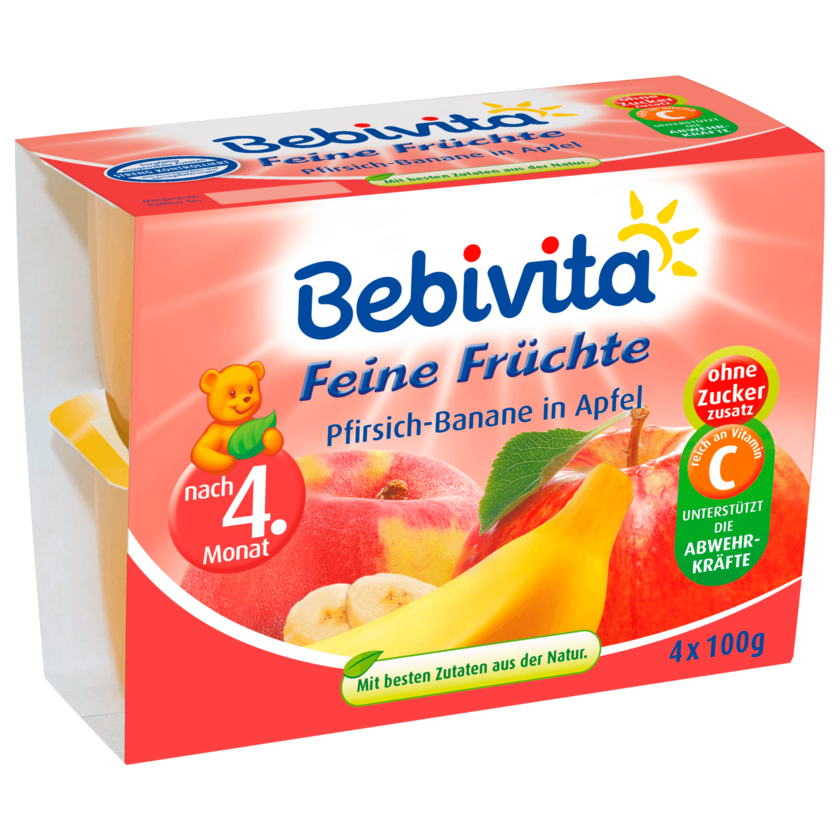 Bebivita Feine Früchte Pfirsich-Banane in Apfel 4x100g